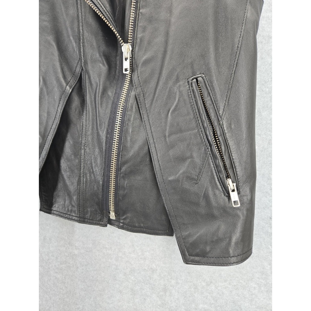 Red Leatherette Black Motorcycle Moto Biker Zip Up Vest size 8 - Picture 2 of 10